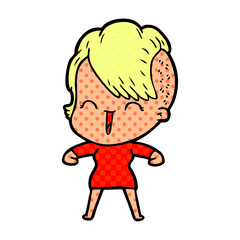 cartoon happy hipster girl
