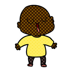 happy cartoon bald man