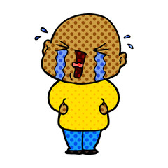 cartoon crying bald man