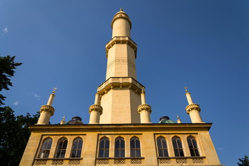 Fototapeta na wymiar The Lednice Minaret romantic lookout tower in Lednice Valtice area, Czech Republic