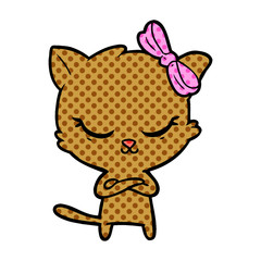 cute cartoon cat with bow