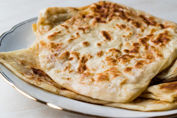 Traditional Qutab or Gozleme made with Dough, Minced Meat or Cheese
