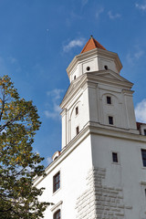 Fototapeta na wymiar Medieval castle tower in Bratislava, Slovakia.