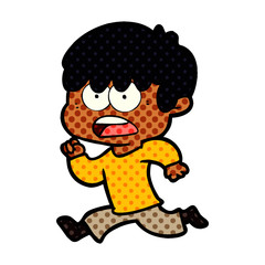worried cartoon boy