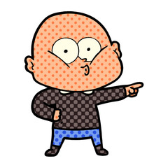 cartoon bald man staring
