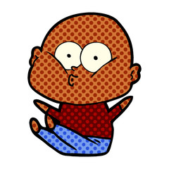 cartoon bald man staring