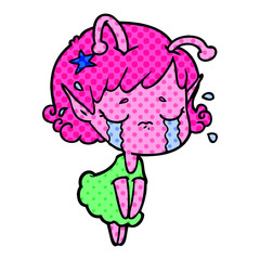 cartoon crying alien girl