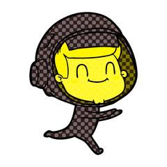 happy cartoon astronaut man