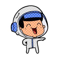 happy cartoon astronaut