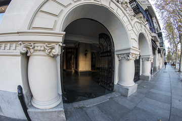 Entrance to a building on Calle Serrano in Madrid.