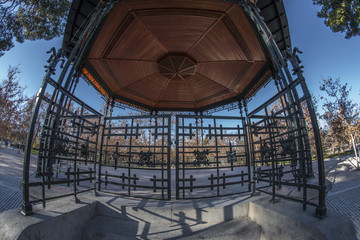 Fish eye view 180 of the concert hall of the Retiro Park in Madrid city