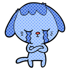 cute puppy crying cartoon