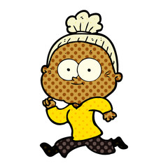 cartoon happy old woman