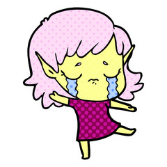 cartoon crying elf girl