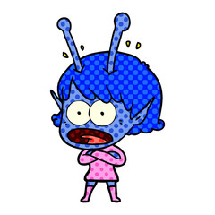 cartoon shocked alien girl