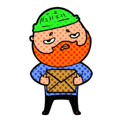 Obraz premium cartoon worried man with beard