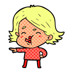 cartoon girl pulling face