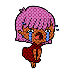 cartoon girl crying