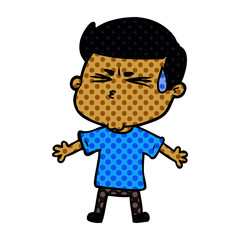 cartoon man sweating