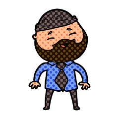 cartoon happy bearded man