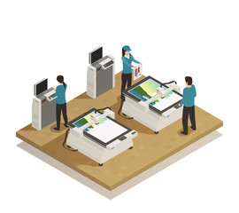 Printing House Production Isometric composition 