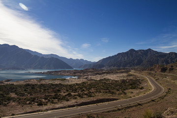 Highway through Mountain Lakes of the Andes Mountain Range, Argentina