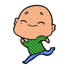happy cartoon bald man
