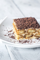 Tiramisu with chocolate topping