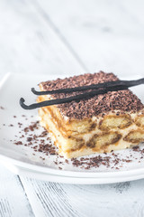 Tiramisu with chocolate topping