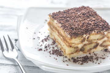 Tiramisu with chocolate topping