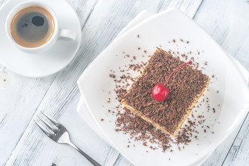 Tiramisu with chocolate topping