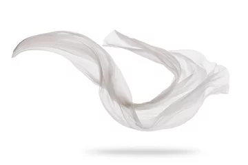 Papier Peint photo Poussière Tissu blanc lisse et élégant isolé sur fond blanc