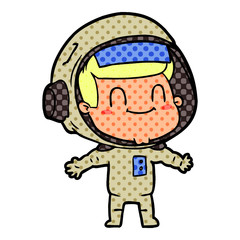 happy cartoon astronaut man