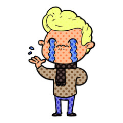 Fototapeta premium cartoon man crying