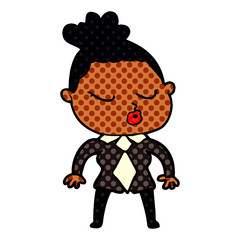 cartoon calm woman