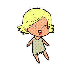 happy cartoon girl