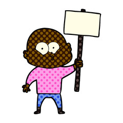 cartoon bald man staring