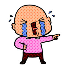 cartoon crying bald man