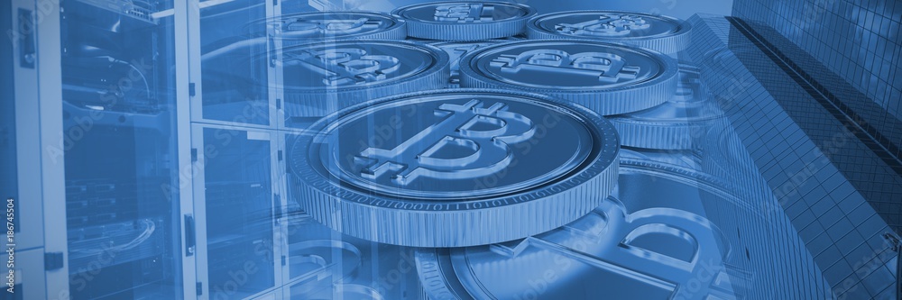 Poster composite image of bitcoin