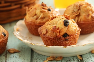Homemade Granola muffins / Healthy breakfast Concept, selective focus