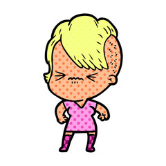 cartoon annoyed hipster girl