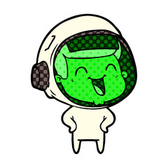 happy cartoon astronaut