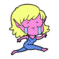 crying cartoon elf girl