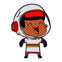 happy cartoon astronaut