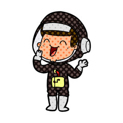 happy cartoon astronaut