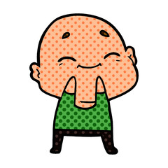 cartoon happy bald man