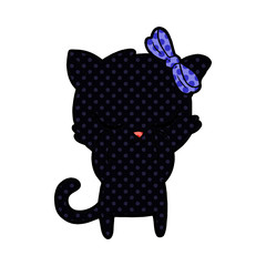 cute cartoon cat with bow