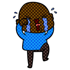 cartoon crying bald man