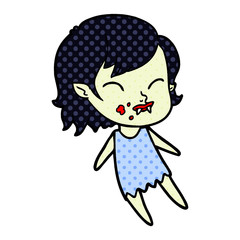 cartoon vampire girl with blood on cheek