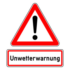 ncsc3 NewCombinationSignCaution ncsc - Achtung Ausrufezeichen / dreieckig - Wetterkennzeichnung mit Text: Unwetterwarnung - Sturmwarnung, Hochwasser, &Uuml;berflutung, Starkregen, Sturmb&ouml;en - g5782